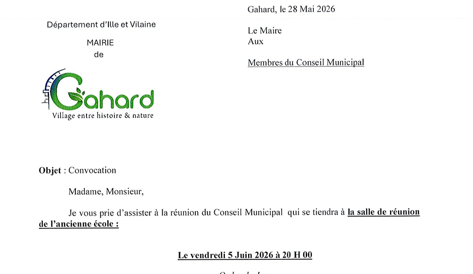 Ordre du jour conseil municipal